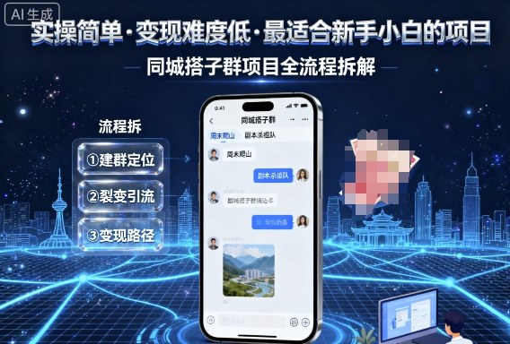 实操简单，变现难度低，最适合新手小白做的项目，每天轻松收入3张，同城搭子群项目全流程拆解-悟思笔记，一个低调的学习营。