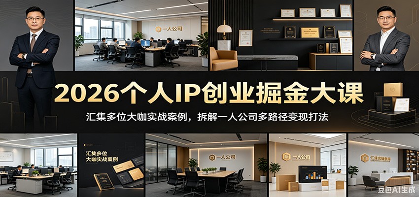 2026个人IP创业掘金大课：汇集多位大咖实战案例，拆解一人公司多路径变现打法-悟思笔记，一个低调的学习营。