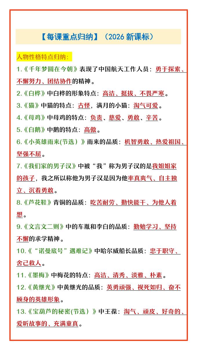 四年级下语文每课重点归纳-悟思笔记，一个低调的学习营。