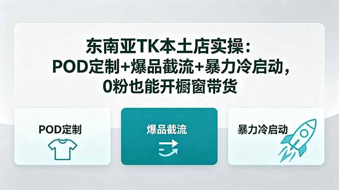 东南亚TK本土店实操：POD定制+爆品截流+暴力冷启动，0粉也能开橱窗带货-悟思笔记，一个低调的学习营。