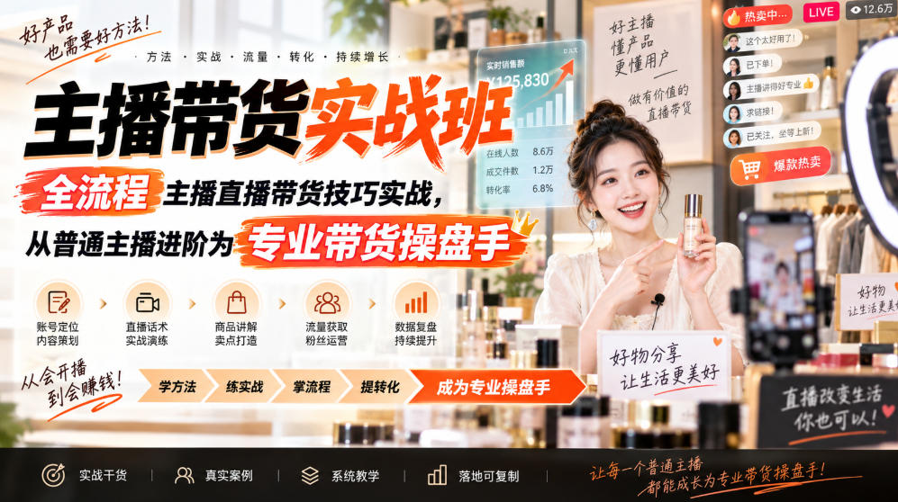 主播带货实战班ZB，全流程主播直播带货技巧实战，从普通主播进阶为专业带货操盘手-悟思笔记，一个低调的学习营。