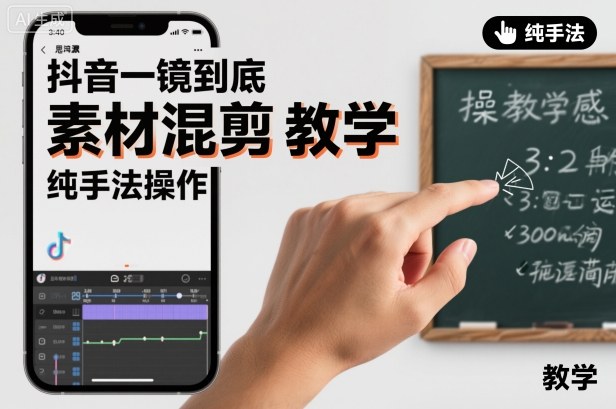 抖音一镜到底素材混剪教学，纯手法操作-悟思笔记，一个低调的学习营。