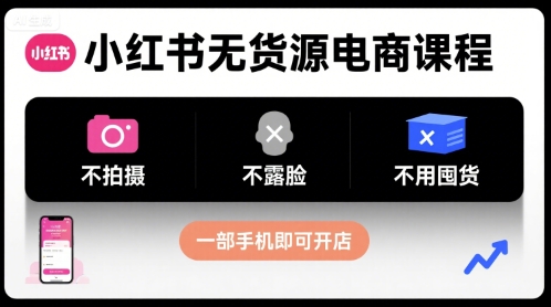 小红书无货源电商课程，不拍摄不露脸不用囤货，一部手机即可开店-悟思笔记，一个低调的学习营。
