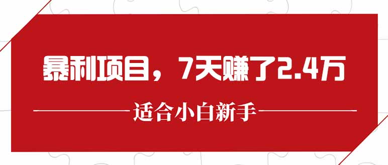 最新暴利项目，每单收益轻松在300以上，7天赚了2.4万-悟思笔记，一个低调的学习营。