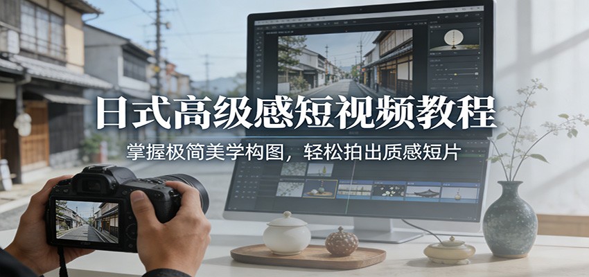 日式高级感短视频教程：掌握极简美学构图，轻松拍出质感短片-悟思笔记，一个低调的学习营。