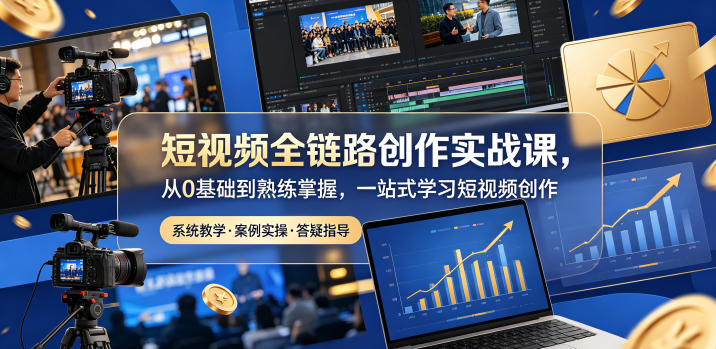 短视频全链路创作实战课，从0基础到熟练掌握，一站式学习短视频创作-悟思笔记，一个低调的学习营。