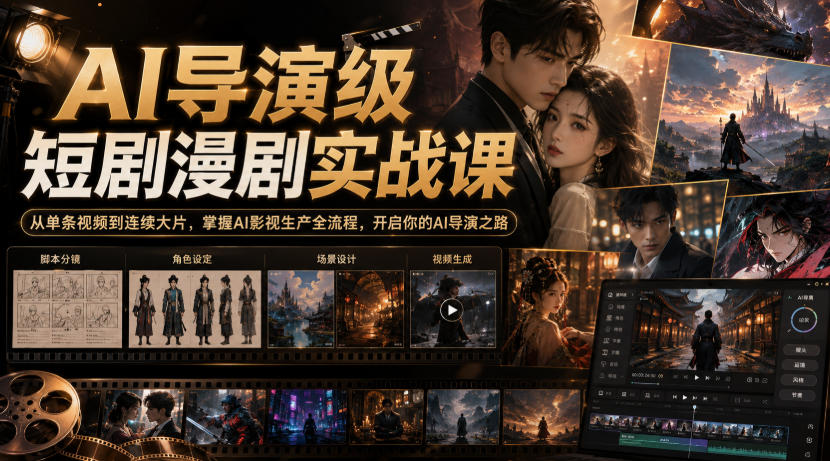AI导演级短剧漫剧实战课，从单条视频到连续大片，掌握AI影视生产全流程，开启你的AI导演之路!-悟思笔记，一个低调的学习营。