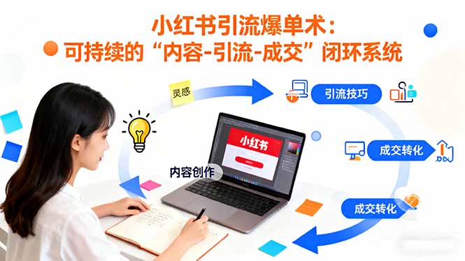 小红书引流爆单术：构建一套低成本 可持续的“内容-引流-成交”闭环系统-悟思笔记，一个低调的学习营。