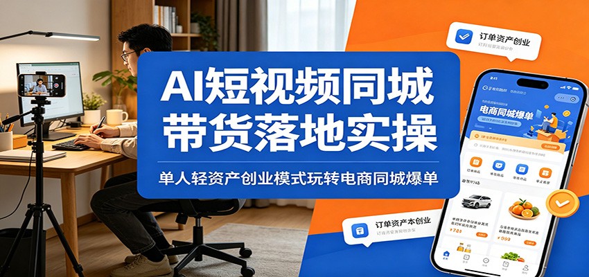 AI短视频同城带货落地实操：单人轻资产创业模式玩转电商同城爆单-悟思笔记，一个低调的学习营。