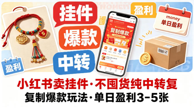 小红书卖挂件，不囤货纯中转复制爆款玩法，单日盈利3-5张-悟思笔记，一个低调的学习营。