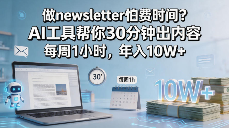 做newsletter怕费时间？AI工具帮你30分钟出内容，每周1小时，年入10W+！【原创双语字幕】-悟思笔记，一个低调的学习营。