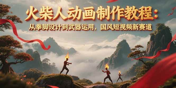 火柴人动画制作教程：从拳脚设计到武器运用，国风短视频新赛道-悟思笔记，一个低调的学习营。
