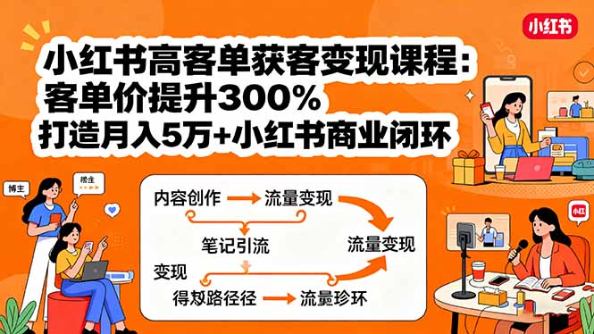 小红书高客单获客变现课程：客单价提升300%，打造月入10万+小红书商业闭环-悟思笔记，一个低调的学习营。