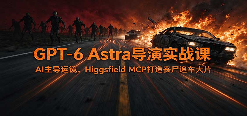 GPT-6 Astra导演实战课：AI主导运镜，Higgsfield MCP打造丧尸追车大片-悟思笔记，一个低调的学习营。