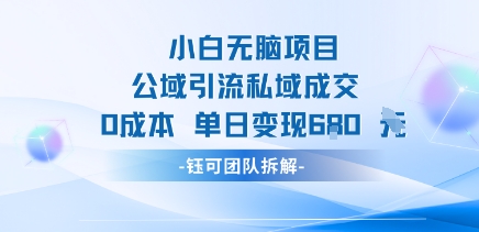 小白无脑项目公域引流私域成交0成本单日变现680米-悟思笔记，一个低调的学习营。