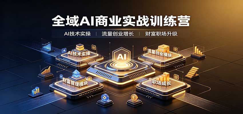 全域AI商业实战训练营：涵盖AI技术实操、流量创业、财富管理与职场成长全体系内容-悟思笔记，一个低调的学习营。