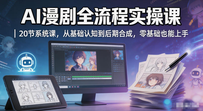 AI漫剧全流程实操课｜20节系统课，从基础认知到后期合成，零基础也能上手-悟思笔记，一个低调的学习营。