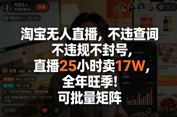 淘宝无人直播，不违规不封号，直播25小时卖17W，全年旺季！可批量矩阵【揭秘】-悟思笔记，一个低调的学习营。