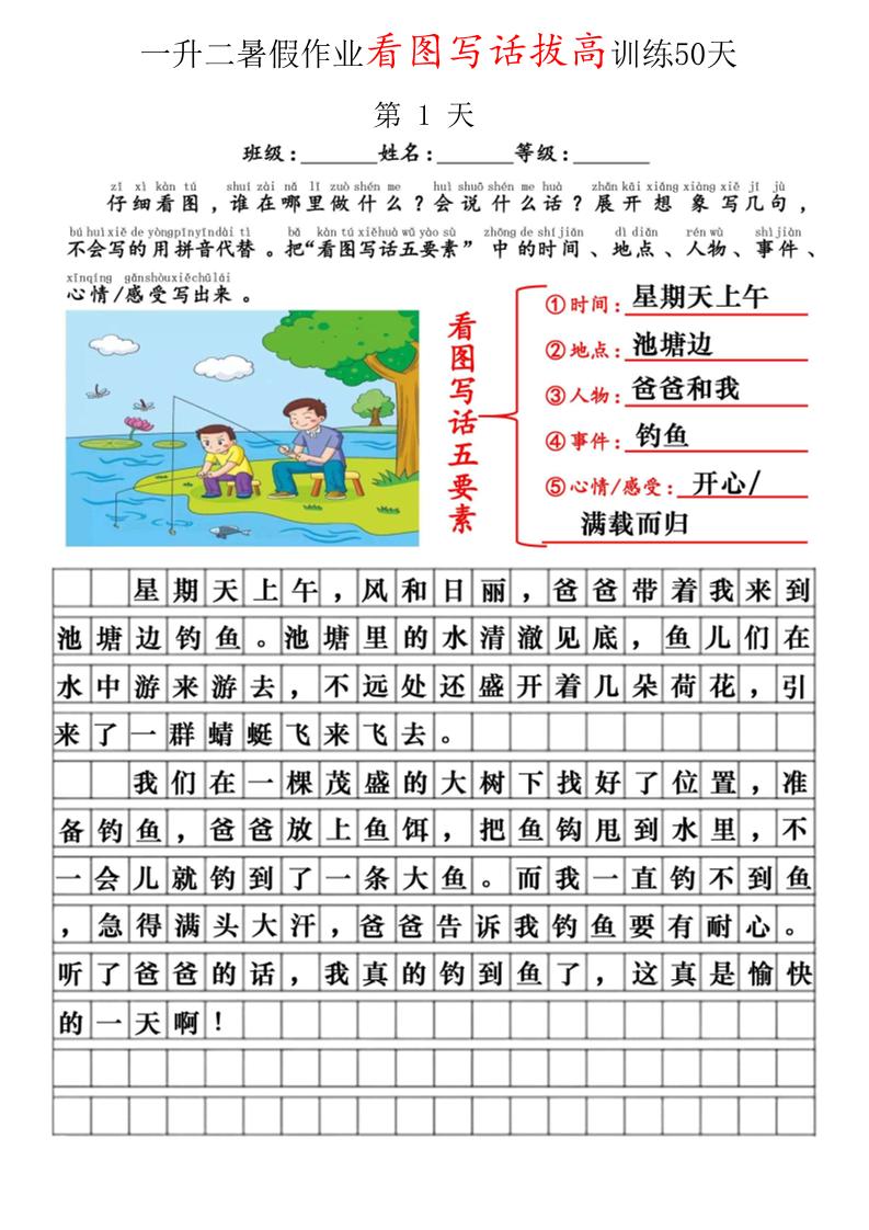 一升二看图写话精讲范文50篇-二上语文-悟思笔记，一个低调的学习营。