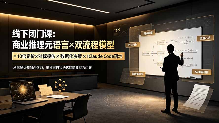 线下闭门课：商业推理元语言×双流程模型×10倍定价×对标模仿×数据化决策×Claude Code落地，击穿认知盲区-悟思笔记，一个低调的学习营。