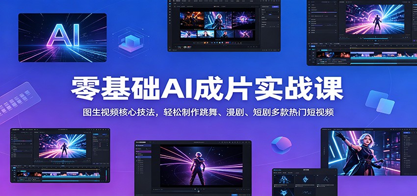 零基础AI成片实战课：图生视频核心技法，轻松制作跳舞、漫剧、短剧多款热门短视频-悟思笔记，一个低调的学习营。