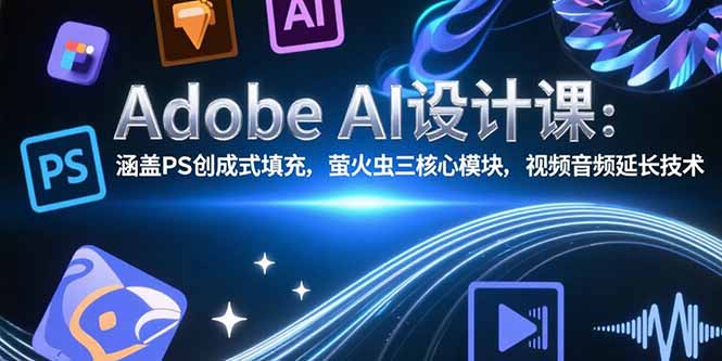 Adobe AI设计课：涵盖PS创成式填充，萤火虫三核心模块，视频音频延长技术-悟思笔记，一个低调的学习营。