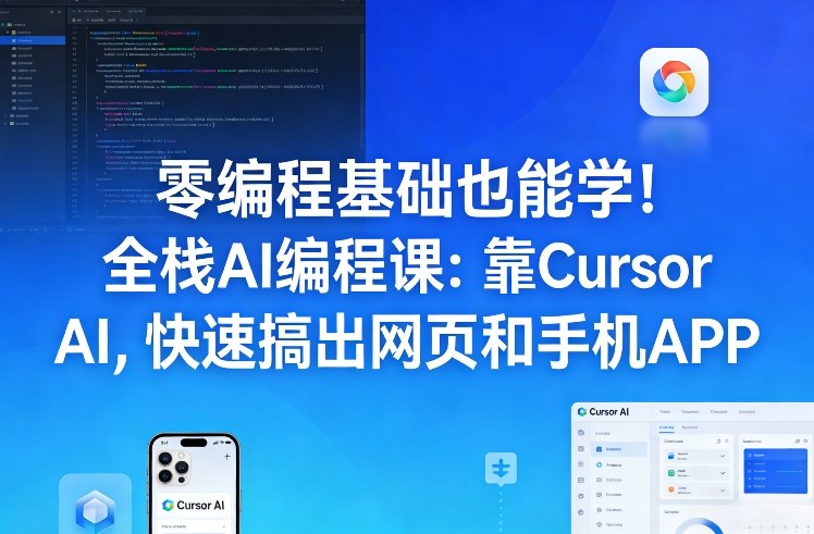 零编程基础也能学！全栈AI编程课：靠Cursor AI，快速搞出网页和手机APP-悟思笔记，一个低调的学习营。