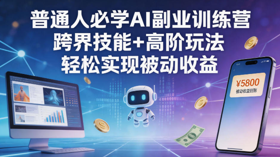 普通人必学AI副业训练营跨界技能+高阶玩法轻松实现被动收益-悟思笔记，一个低调的学习营。