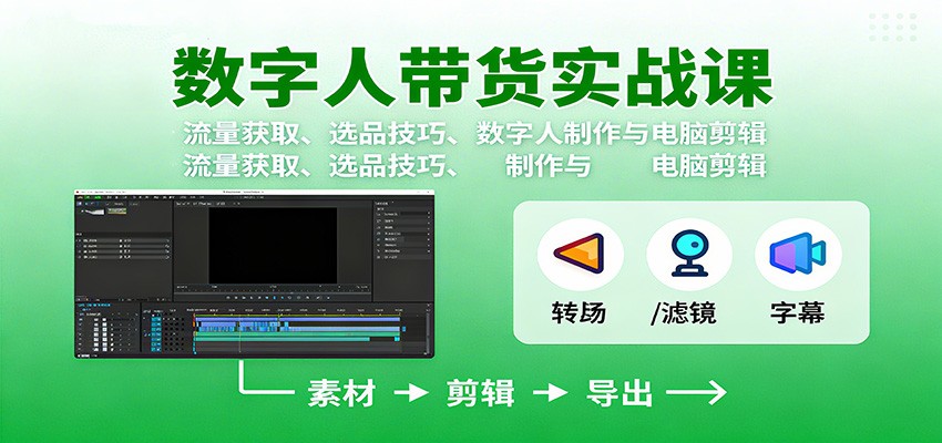 数字人变现实战课：流量获取、选品技巧、数字人制作与电脑剪辑-悟思笔记，一个低调的学习营。