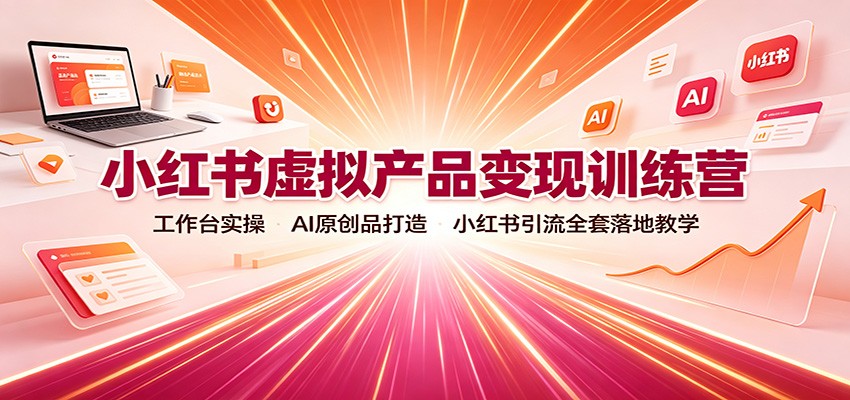 小红书虚拟产品变现训练营：工作台实操，AI原创品打造，小红书引流全套落地教学-悟思笔记，一个低调的学习营。