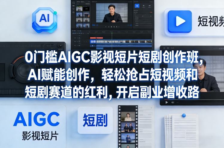 0门槛AIGC影视短片短剧创作班，AI赋能创作，轻松抢占短视频和短剧赛道的红利，开启副业增收路-悟思笔记，一个低调的学习营。