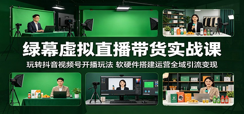 绿幕虚拟直播带货实战课：玩转抖音视频号开播玩法，软硬件搭建运营全域引流变现-悟思笔记，一个低调的学习营。
