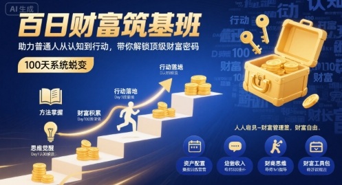 百日财富筑基班，助力普通人从认知到行动，带你解锁顶级财富密码-悟思笔记，一个低调的学习营。