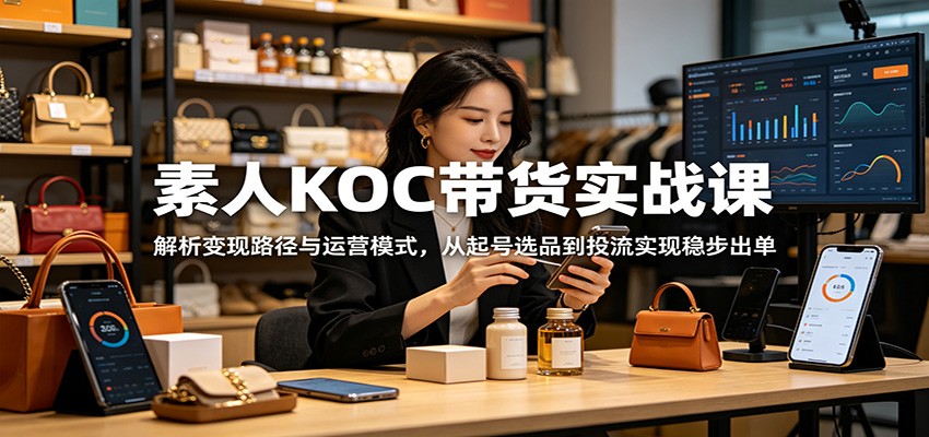 素人KOC带货实战课：解析变现路径与运营模式，从起号选品到投流实现稳步出单-悟思笔记，一个低调的学习营。