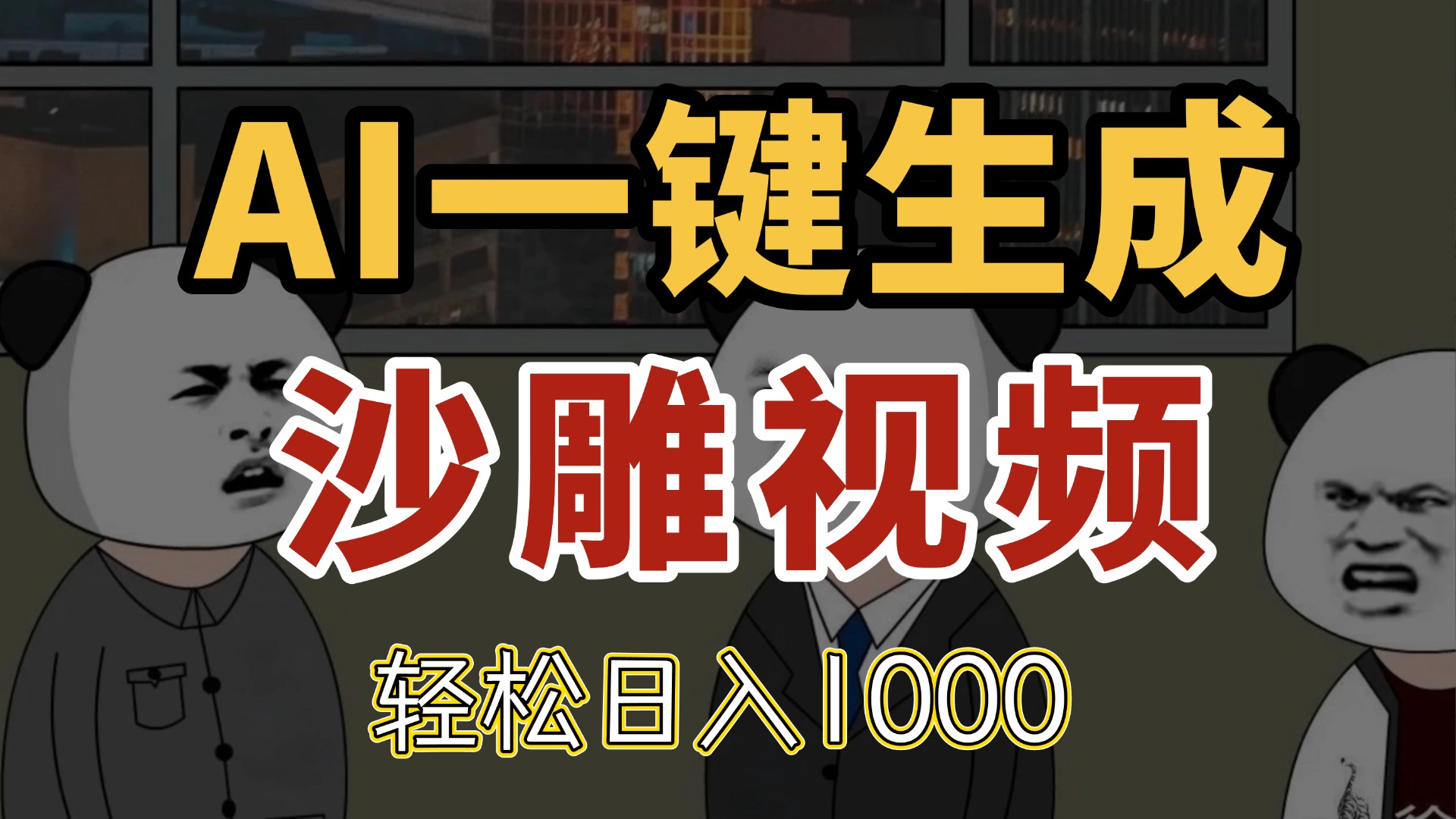 AI一键生成沙雕视频，一条视频千万播放，轻松日入1000-悟思笔记，一个低调的学习营。
