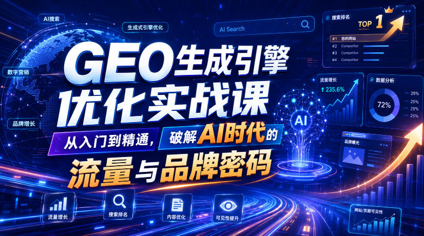 GEO生成引擎优化实战课，从入门到精通，破解AI时代的流量与品牌密码-悟思笔记，一个低调的学习营。