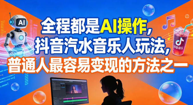 全程都是AI操作，抖音汽水音乐人玩法，普通人最容易变现的方法之一-悟思笔记，一个低调的学习营。