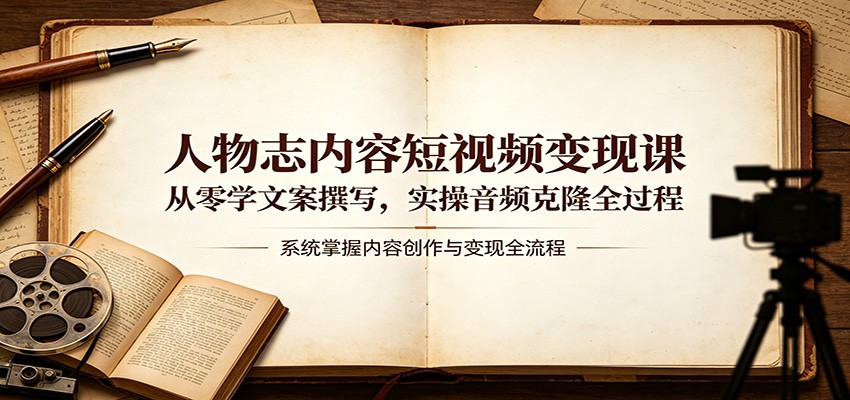 人物志内容短视频变现课：从零学文案撰写，实操音频克隆全过程-悟思笔记，一个低调的学习营。