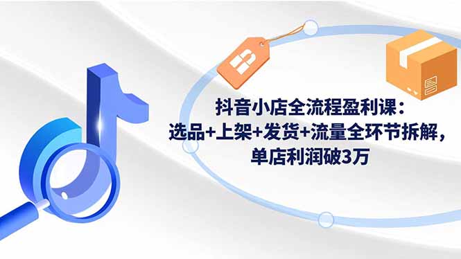 抖音小店全流程盈利课：选品+上架+发货+流量全环节拆解，单店利润破3万-悟思笔记，一个低调的学习营。