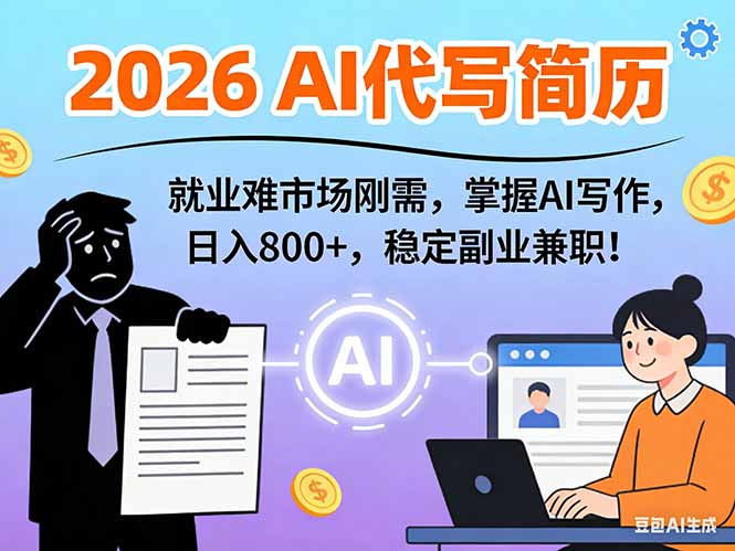 AI代写简历，超暴利，用万能模板月入1-3万实战教程，2026年市场刚需！-悟思笔记，一个低调的学习营。