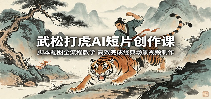 武松打虎AI短片创作课：脚本配图全流程教学，高效完成经典场景视频制作-悟思笔记，一个低调的学习营。
