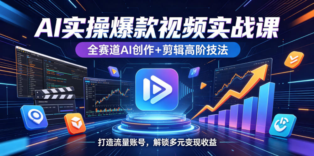 AI实操爆款视频实战课，全赛道AI创作+剪辑高阶技法，打造流量账号，解锁多元变现收益-悟思笔记，一个低调的学习营。