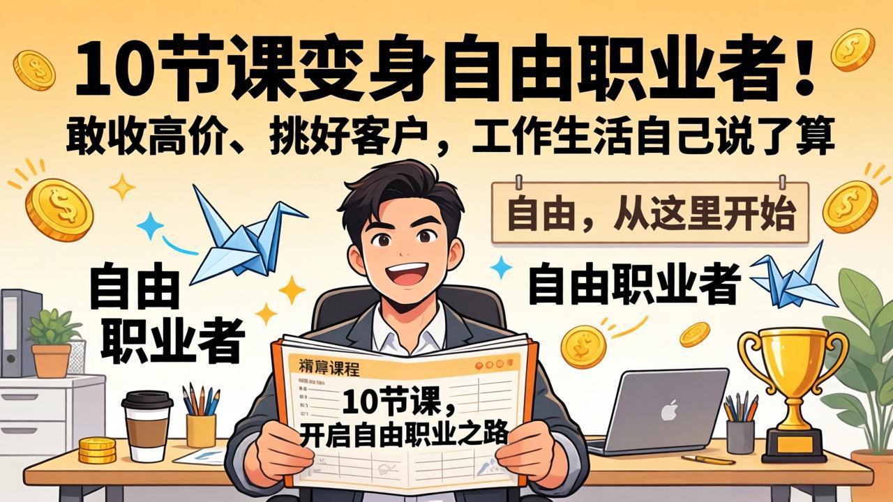 10 节课变身自由职业者！敢收高价、挑好客户，工作生活自己说了算-悟思笔记，一个低调的学习营。