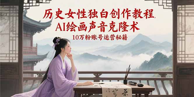 历史女性独白创作教程，AI绘画声音克隆术，10万粉账号运营秘籍-悟思笔记，一个低调的学习营。