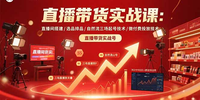 直播带货实战课：直播间搭建/选品排品/自然流三场起号技术/微付费投放技术-悟思笔记，一个低调的学习营。