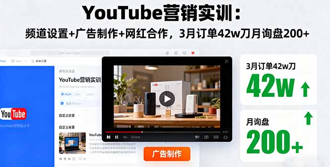 YouTube营销实训：频道设置+广告制作+网红合作，3月订单42w刀月询盘200+-悟思笔记，一个低调的学习营。