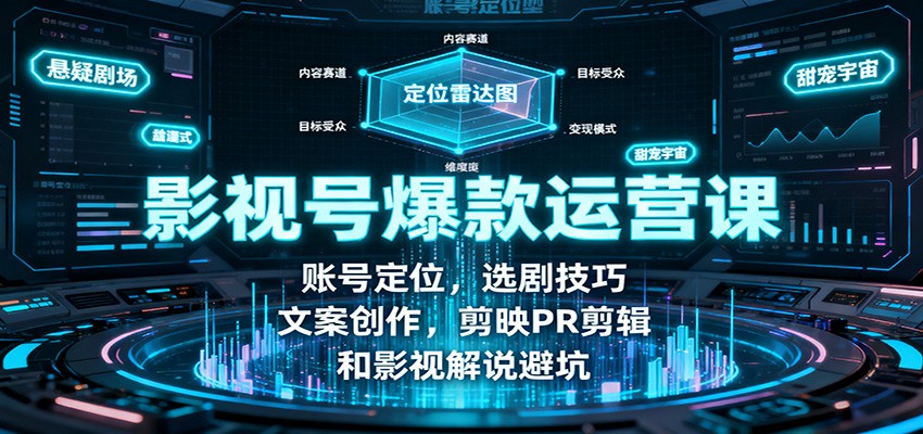 影视号爆款运营课：账号定位，选剧技巧，文案创作，剪映PR剪辑和影视解说避坑-悟思笔记，一个低调的学习营。