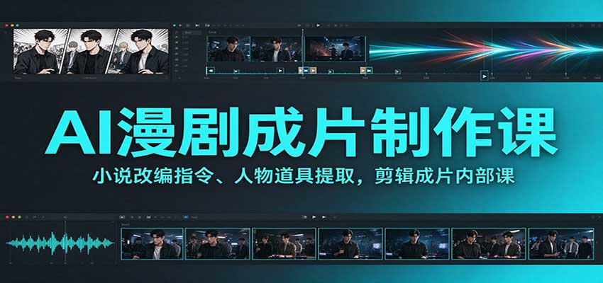 AI漫剧成片制作课：小说改编指令、人物道具提取，剪辑成片全流程-悟思笔记，一个低调的学习营。