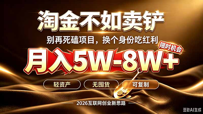 别再傻乎乎埋头跑项目！互联网真正赚钱逻辑：做卖铲人，拒绝当韭菜，逆风翻盘月入5-8W+-悟思笔记，一个低调的学习营。