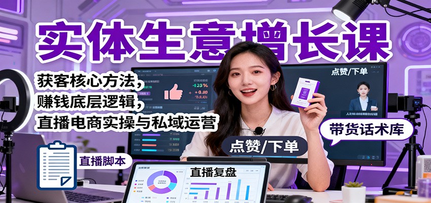 实体生意增长课：获客核心方法，赚钱底层逻辑，直播电商实操与私域运营-悟思笔记，一个低调的学习营。
